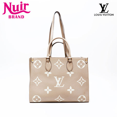 LOUIS VUITTON Bicolor Monogram Empreinte On-the-Go MM Tote Bag beige WS20691