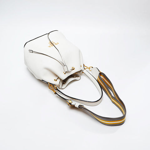 PRADA leather drawstring Handbag white WS20692