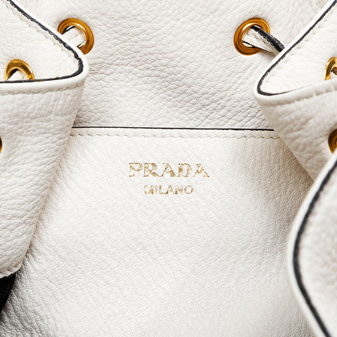 PRADA leather drawstring Handbag white WS20692