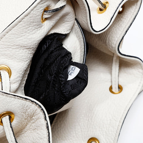 PRADA leather drawstring Handbag white WS20692