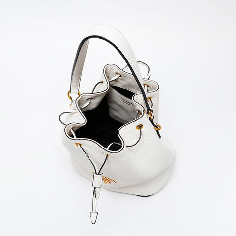 PRADA leather drawstring Handbag white WS20692
