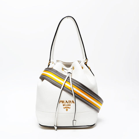 PRADA leather drawstring Handbag white WS20692