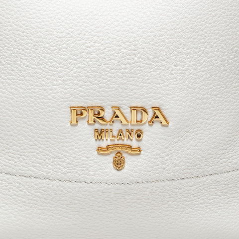 PRADA leather drawstring Handbag white WS20692
