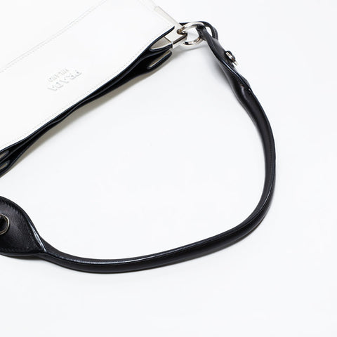 PRADA Leather Maggit Shoulder Bag white WS20693