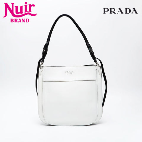 PRADA Leather Maggit Shoulder Bag white WS20693