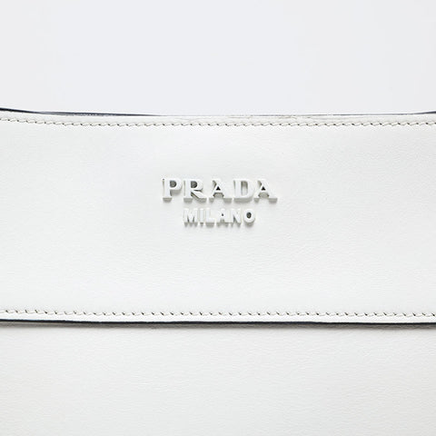 PRADA Leather Maggit Shoulder Bag white WS20693