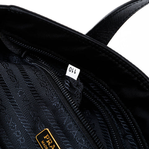 PRADA Nylon Flower Motif 2way Handbag black WS20696
