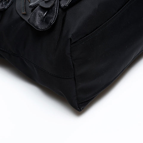 PRADA Nylon Flower Motif 2way Handbag black WS20696