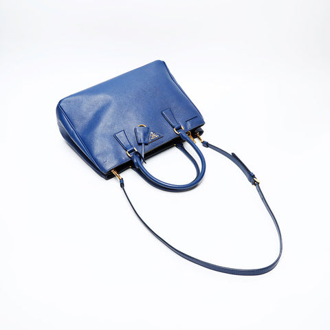 PRADA Saffiano Galleria 2way Handbag blue WS20697