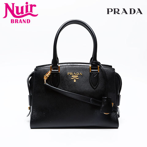 PRADA Saffiano 2way Handbag black WS20698