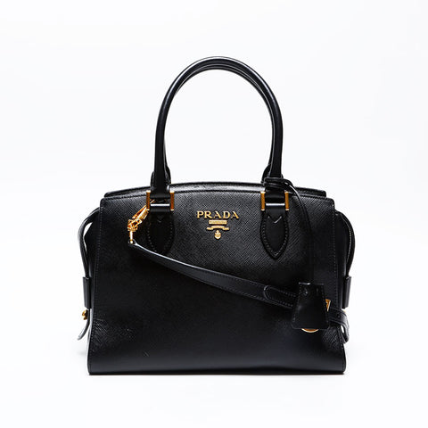 PRADA Saffiano 2way Handbag black WS20698