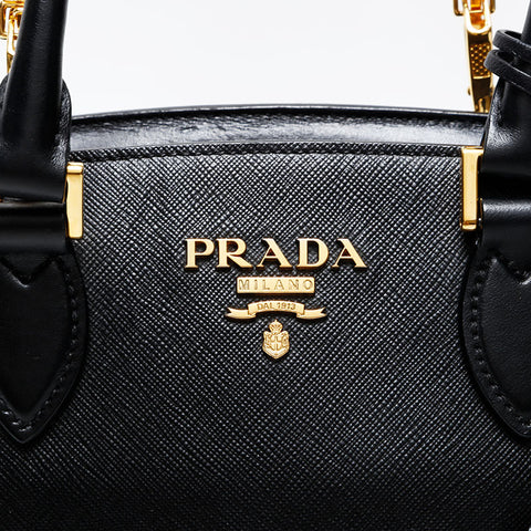 PRADA Saffiano 2way Handbag black WS20698
