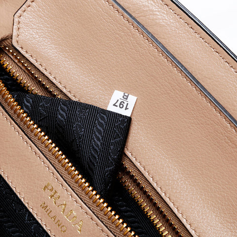 PRADA Leather 2way Handbag beige WS20699