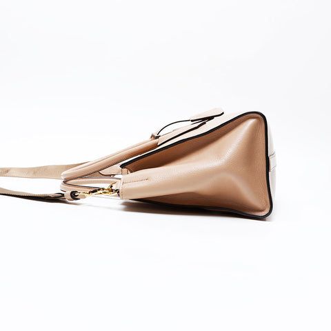 PRADA Leather 2way Handbag beige WS20699