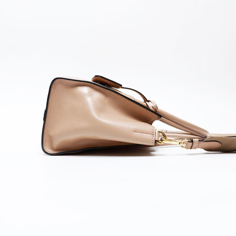 PRADA Leather 2way Handbag beige WS20699