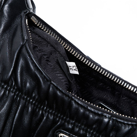 PRADA Nappa Leather Matelasse Shoulder Bag black WS20701