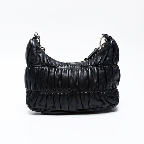 PRADA Nappa Leather Matelasse Shoulder Bag black WS20701