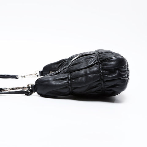 PRADA Nappa Leather Matelasse Shoulder Bag black WS20701