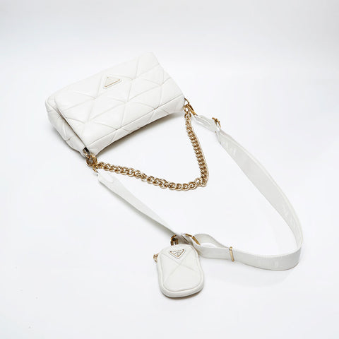 PRADA Padded System Nappa Leather Shoulder Bag white WS20702