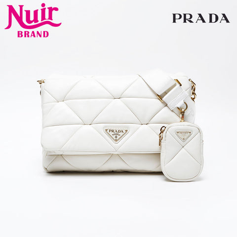 PRADA Padded System Nappa Leather Shoulder Bag white WS20702