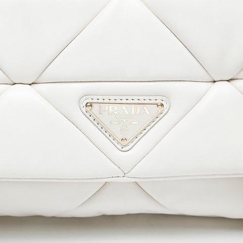 PRADA Padded System Nappa Leather Shoulder Bag white WS20702