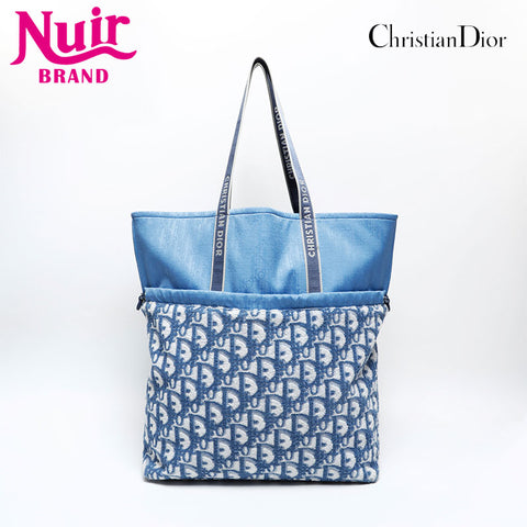 Christian Dior Pile Beach Bag Trotter Tote Bag blue WS20705