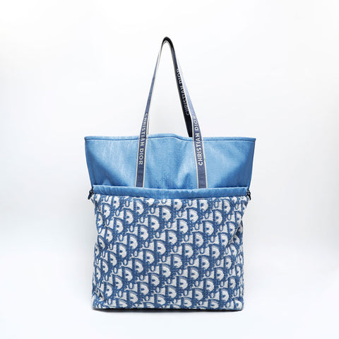 Christian Dior Pile Beach Bag Trotter Tote Bag blue WS20705