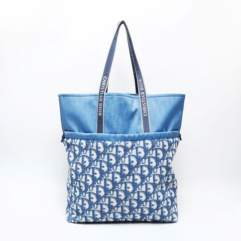 Christian Dior Pile Beach Bag Trotter Tote Bag blue WS20705