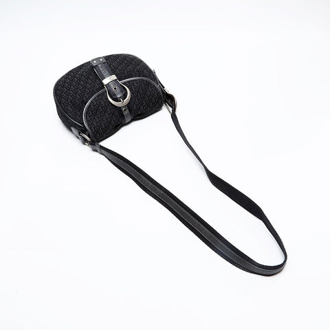 Christian Dior Trotter Oblique Canvas Shoulder Bag black WS20708