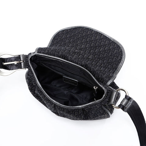 Christian Dior Trotter Oblique Canvas Shoulder Bag black WS20708