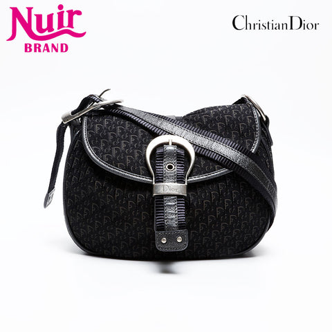 Christian Dior Trotter Oblique Canvas Shoulder Bag black WS20708