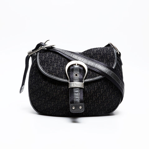 Christian Dior Trotter Oblique Canvas Shoulder Bag black WS20708