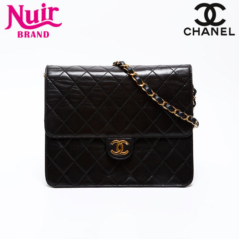 CHANEL No. 3 Lambskin Push Lock 1994-1996 Shoulder Bag black WS20710