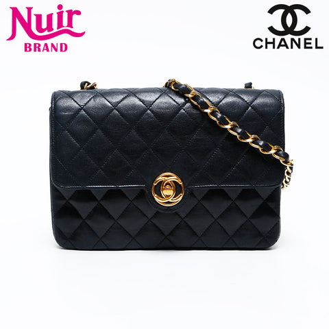 CHANEL No. 1 1989-1991 Lambskin Chain Shoulder Bag black WS20711