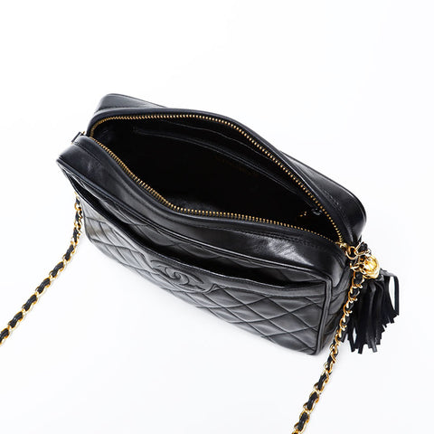 CHANEL No. 1 1989-1991 Lambskin COCO Mark Shoulder Bag black WS20712