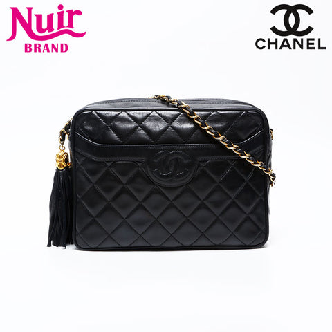 CHANEL No. 1 1989-1991 Lambskin COCO Mark Shoulder Bag black WS20712