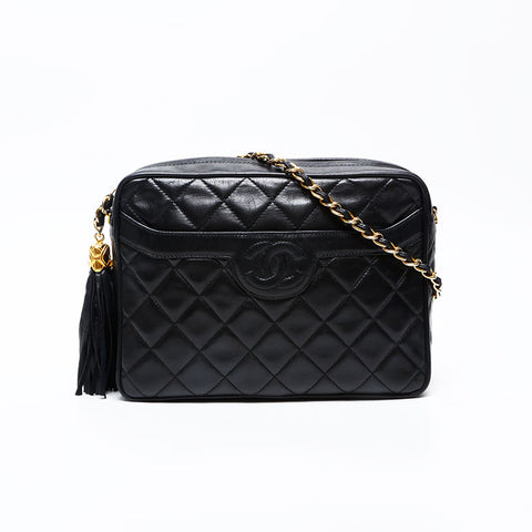 CHANEL No. 1 1989-1991 Lambskin COCO Mark Shoulder Bag black WS20712