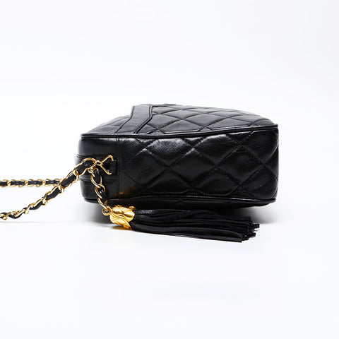 CHANEL No. 1 1989-1991 Lambskin COCO Mark Shoulder Bag black WS20712