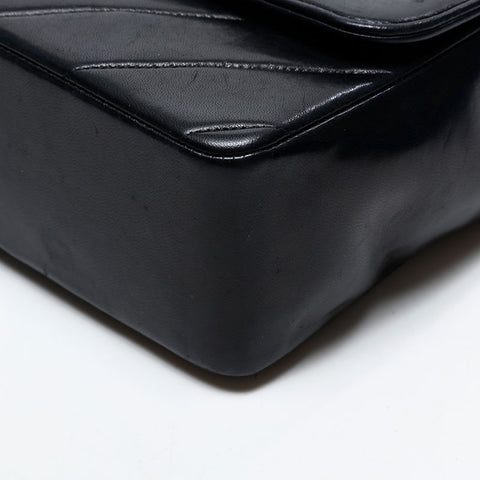 シャネル CHANEL 2番台 1991-1994 トップハンドル ラムスキン シェブロン チェーン ショルダーバッグ ブラック WS20713