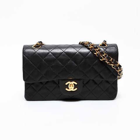 CHANEL No. 5 Lambskin Matelasse 9.1" Double Flap 1997-1999 Shoulder Bag black WS20715