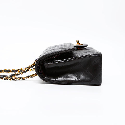 CHANEL No. 5 Lambskin Matelasse 9.1" Double Flap 1997-1999 Shoulder Bag black WS20715