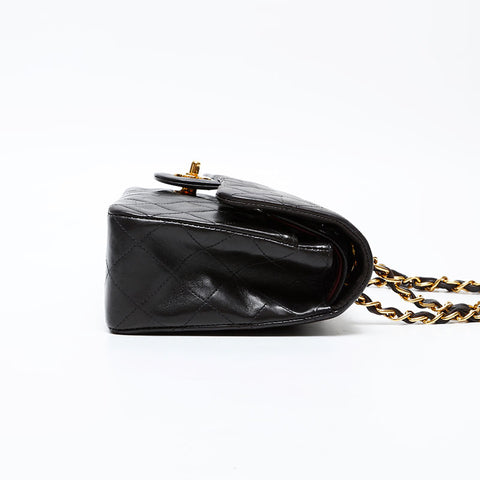 CHANEL No. 5 Lambskin Matelasse 9.1" Double Flap 1997-1999 Shoulder Bag black WS20715