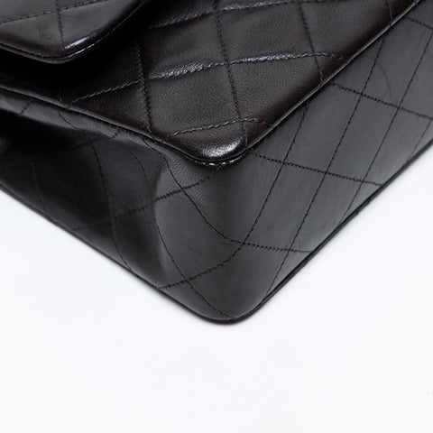 CHANEL No. 5 Lambskin Matelasse 9.1" Double Flap 1997-1999 Shoulder Bag black WS20715