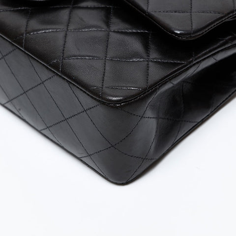 CHANEL No. 5 Lambskin Matelasse 9.1" Double Flap 1997-1999 Shoulder Bag black WS20715