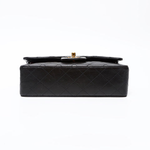 CHANEL No. 5 Lambskin Matelasse 9.1" Double Flap 1997-1999 Shoulder Bag black WS20715