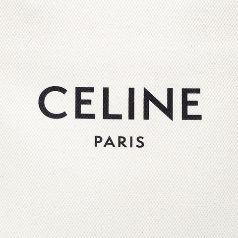 CELINE Vertical Cabas 2way Tote Canvas Handbag Ivory WS20717