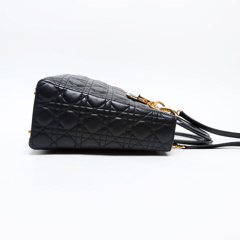 Christian Dior Large Lady Dior 2way Cannage Handbag black WS20722