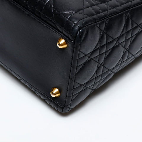 Christian Dior Large Lady Dior 2way Cannage Handbag black WS20722