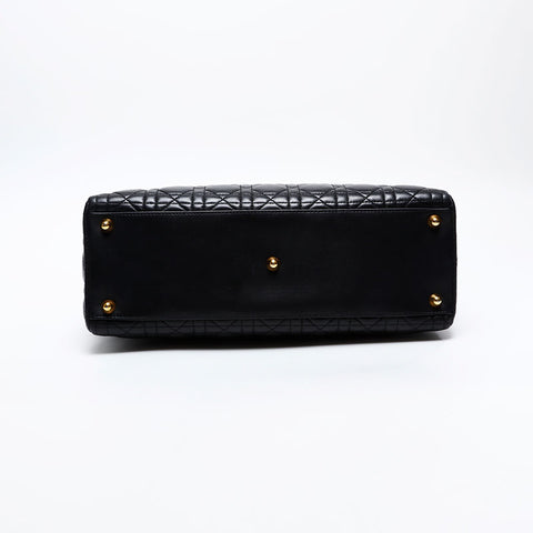 Christian Dior Large Lady Dior 2way Cannage Handbag black WS20722