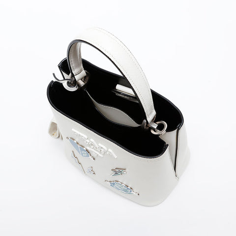 PRADA Saffiano 2way Pannier Small Handbag white WS20723
